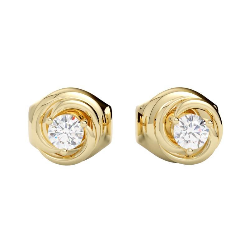 Kolczyki z diamentami laboratoryjnymi żółte złoto 585